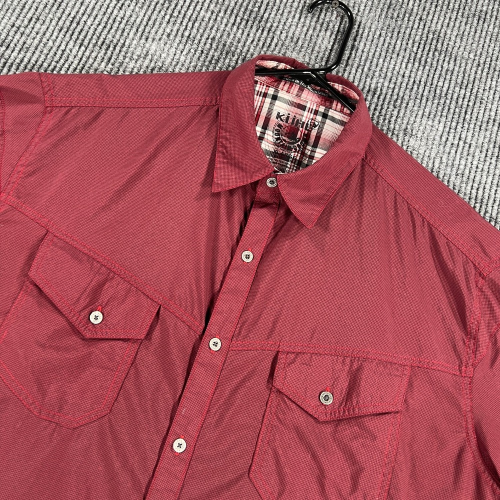 Kuhl Shirt Mens XL Extra Large Red Short Sleeve Button Up Outdoor Casual Hike